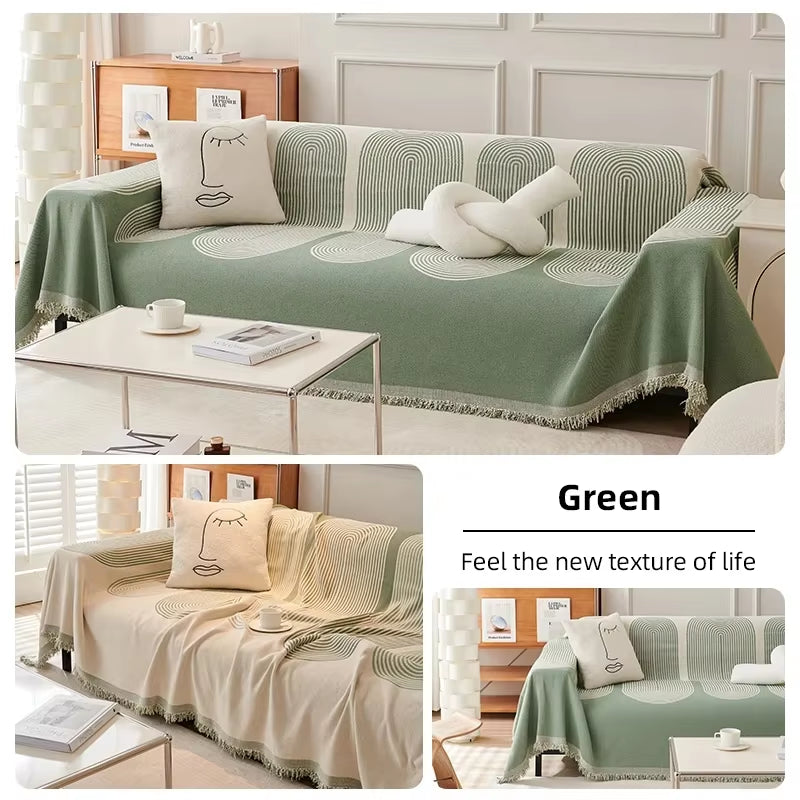 Nordic Tassel Throw Blanket Single Full Four Season Cotton Sofa Cover Dust Anti-Cat Scratch Protection Cover Sofa Blanket Carpet