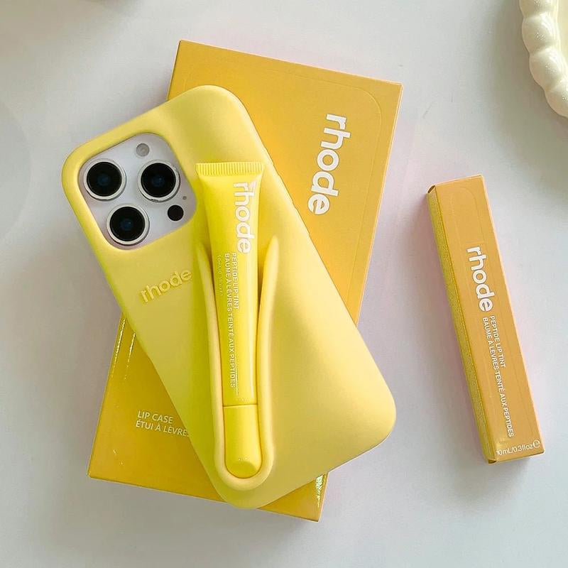 Lip Gloss and Lipstick Design Phone Case for Iphone 11, 12, 13, 14, 15, 16 Pro Max and plus – Cute Toast Espresso Pattern, Ribbon Box Gift Packaging, Soft Silicone Shockproof Back Cover