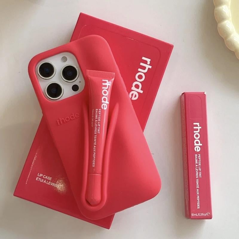 Lip Gloss and Lipstick Design Phone Case for Iphone 11, 12, 13, 14, 15, 16 Pro Max and plus – Cute Toast Espresso Pattern, Ribbon Box Gift Packaging, Soft Silicone Shockproof Back Cover