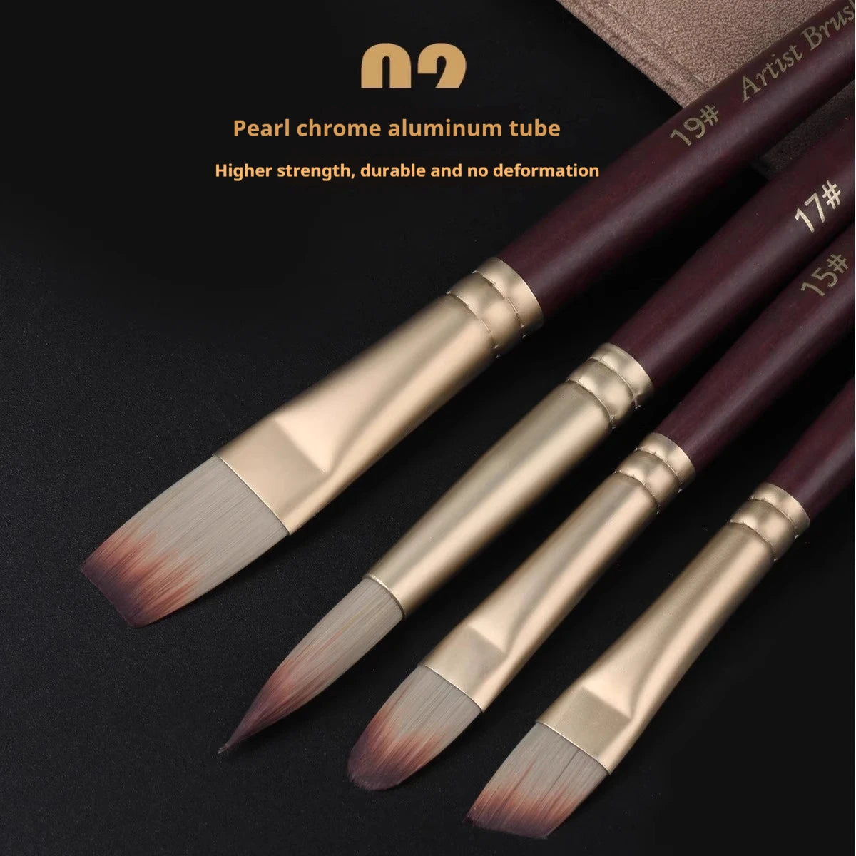 Acrylic Paint Brushes Oil Paint Brushes Artist Paint Brushes Set Bag Pack with Scraper 25 Pcs Gouache Wooden Handle Brushes