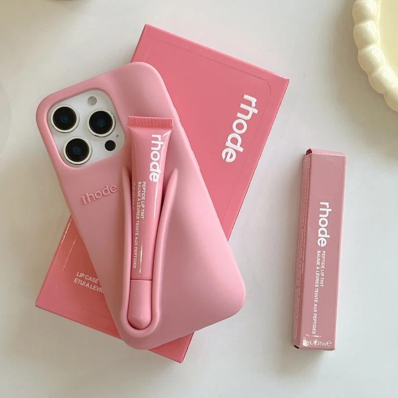 Lip Gloss and Lipstick Design Phone Case for Iphone 11, 12, 13, 14, 15, 16 Pro Max and plus – Cute Toast Espresso Pattern, Ribbon Box Gift Packaging, Soft Silicone Shockproof Back Cover