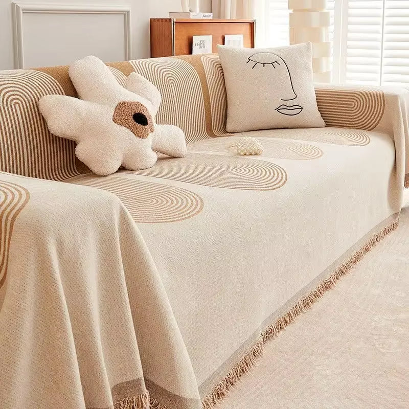 Nordic Tassel Throw Blanket Single Full Four Season Cotton Sofa Cover Dust Anti-Cat Scratch Protection Cover Sofa Blanket Carpet